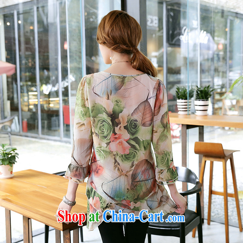 Director of King, female thick mm summer, new Korean Version Stamp 7 cuff video thin ice woven shirts thick sister long T-shirt S 1669 XXL suit, Director (Smeilovly), online shopping