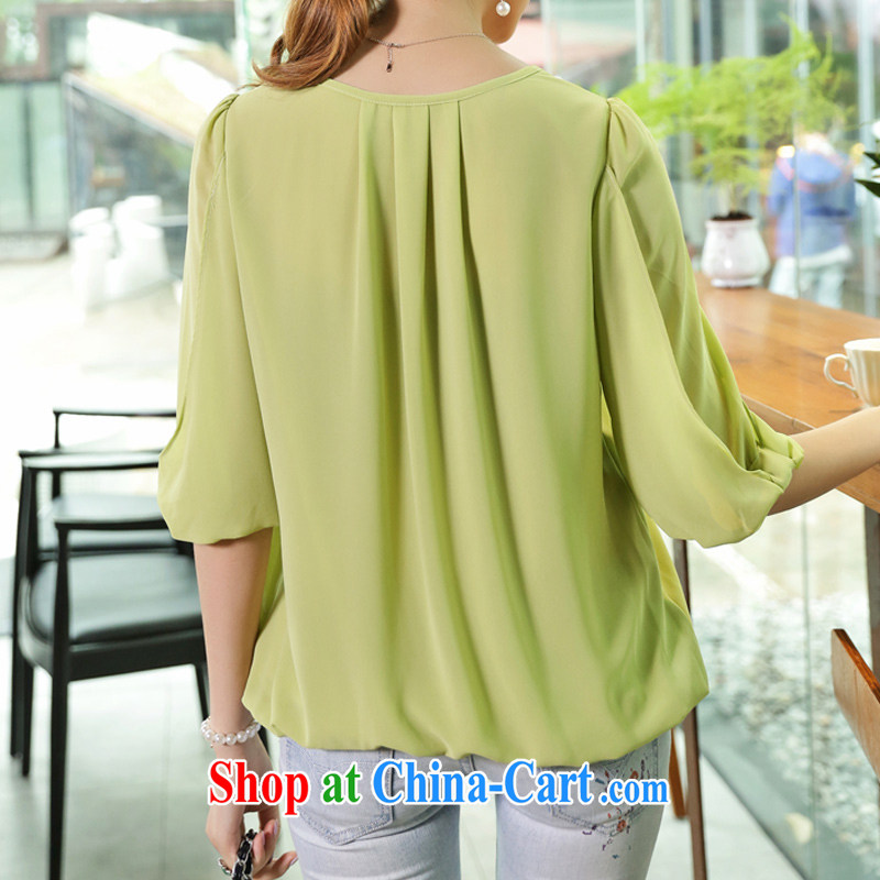 Director of King, female thick mm summer Korean style lady stylish loose short-sleeved T-shirt thick sister snow woven shirts S 1655 green XL for 120 Jack left and right, and Director (Smeilovly), online shopping