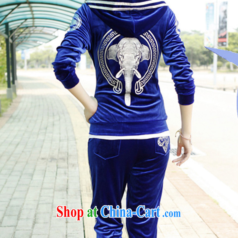 Yi Xuan, and autumn 2014 the new women won gold velour sports, leisure velvet sweater Kit 6257 color blue XXL, Yi Xuan, bar, shopping on the Internet