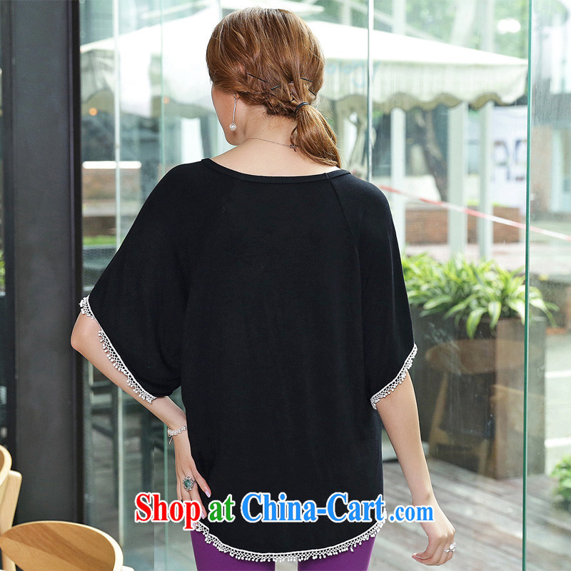 Staff of 200 jack can be seen wearing King, female thick mm summer Korean short-sleeved stamp bat T-shirt cotton T-shirt stylish and relaxed S 1650 black XXXL 160 Jack left and right, and Director (Smeilovly), online shopping