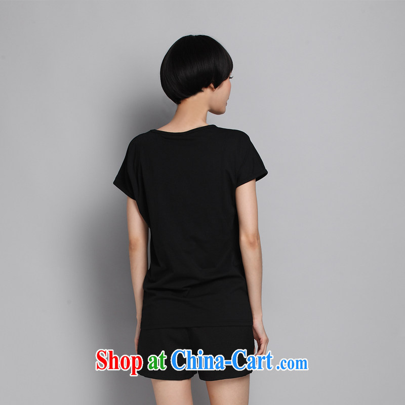 Staff of the Code's summer new, thick sister Korean fashion stamp short-sleeved loose T shirts cotton S 1649 black XXL, Director (Smeilovly), online shopping