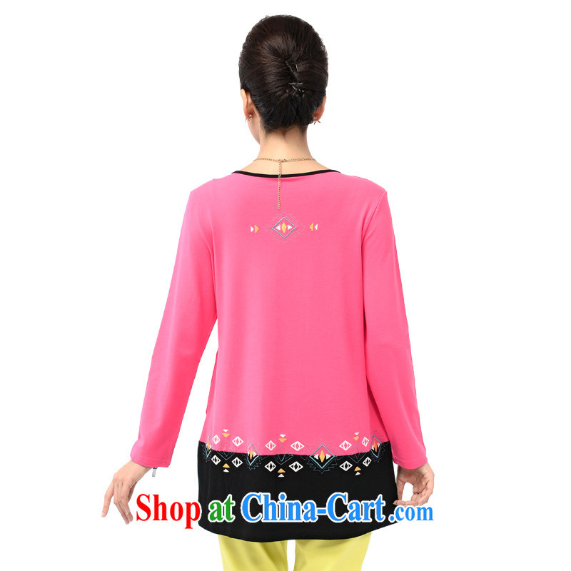 Sun Flower fall 2014 with new, larger female Korean thick sister with spell-color embroidery T long-sleeved shirt of 6126 red XXXXL, TAI YANG HUA, shopping on the Internet