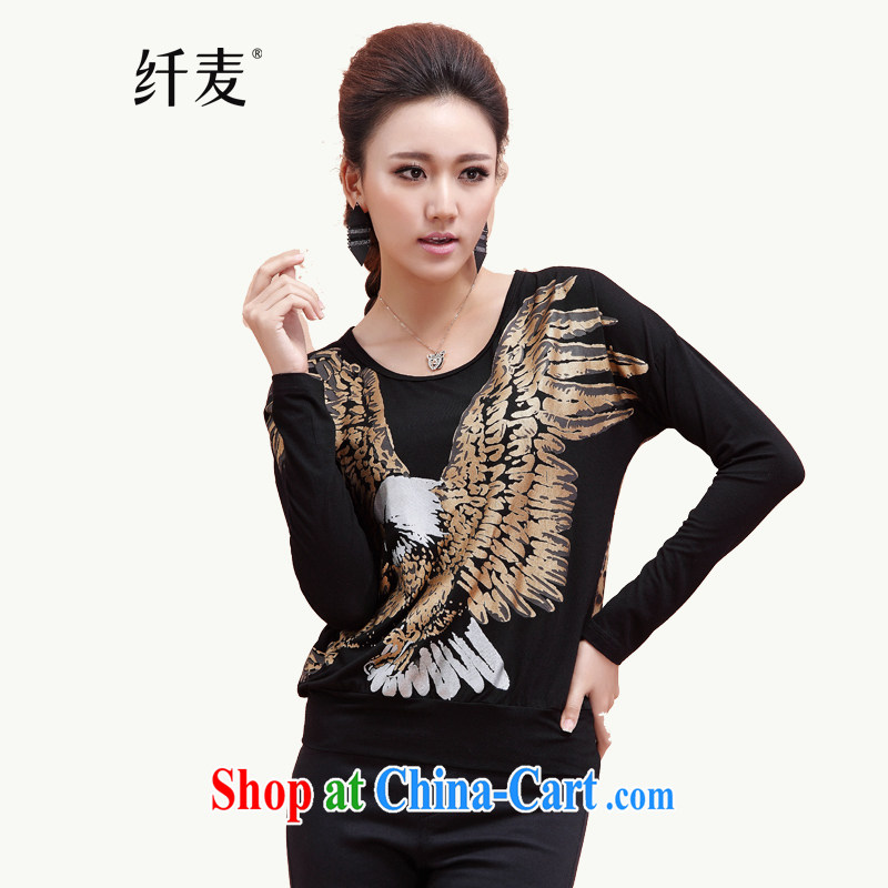 Slim, Mr Big, women fall 2014 with new thick mm stylish beauty graphics thin Leopard T pension women 13,003 long-sleeved black 2XL