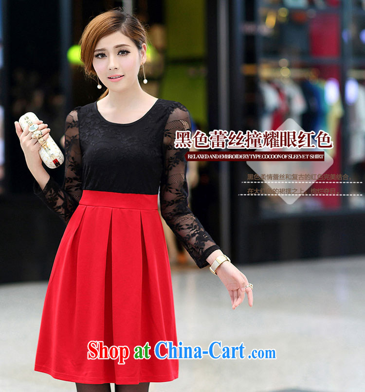 Morning would be the fat XL women mm thick 2015 spring new dresses beauty video gaunt waist lace long-sleeved knocked color lace black, red XL recommendations 120 - 135 Jack pictures, price, brand platters! Elections are good character, the national distribution, so why buy now enjoy more preferential! Health