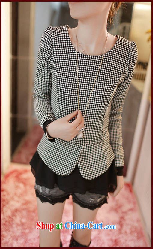 Blue Fox fall with new Korean college wind round-neck collar beauty graphics thin-waist skirt with tartan small shirt lace stitching long-sleeved T-shirt white XXL pictures, price, brand platters! Elections are good character, the national distribution, so why buy now enjoy more preferential! Health