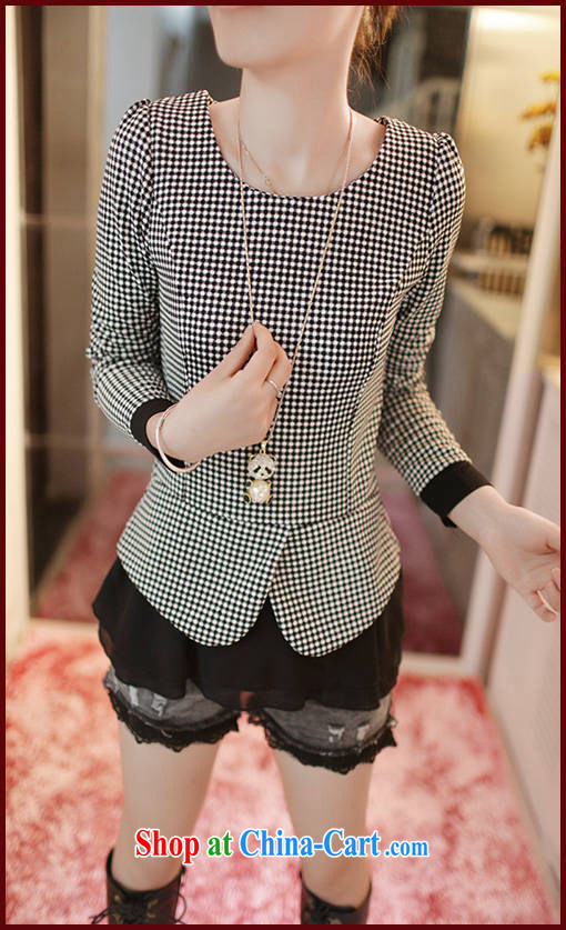 Blue Fox fall with new Korean college wind round-neck collar beauty graphics thin-waist skirt with tartan small shirt lace stitching long-sleeved T-shirt white XXL pictures, price, brand platters! Elections are good character, the national distribution, so why buy now enjoy more preferential! Health