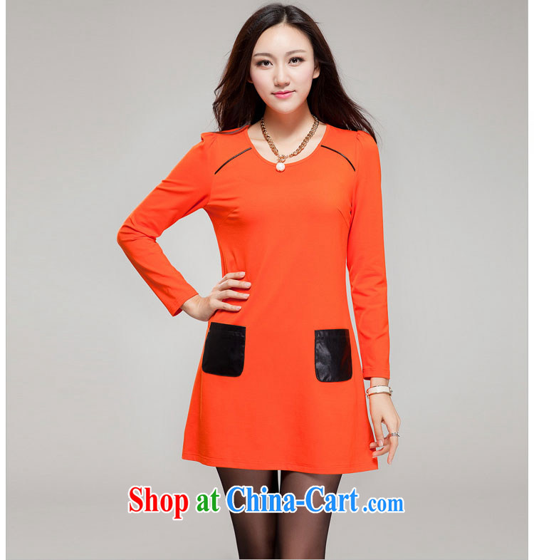 Goss (GOSY) Autumn 2014 the new, larger female round-collar hit color pocket long-sleeved dresses orange L pictures, price, brand platters! Elections are good character, the national distribution, so why buy now enjoy more preferential! Health