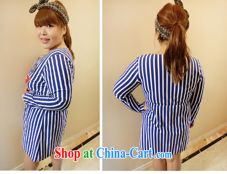 Yet the Addiction, female Korean version the Code women mm thick new embroidery stripes graphics thin dresses fall 6608 blue XXXL pictures, price, brand platters! Elections are good character, the national distribution, so why buy now enjoy more preferential! Health