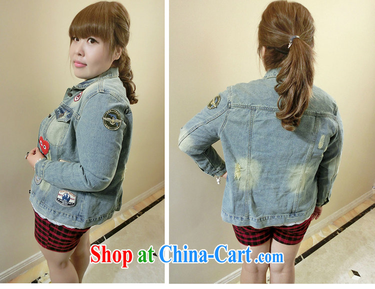 Yet the Addiction, female fat sister autumn 2014 the new Korean version retro badge denim jacket 1359 blue L pictures, price, brand platters! Elections are good character, the national distribution, so why buy now enjoy more preferential! Health