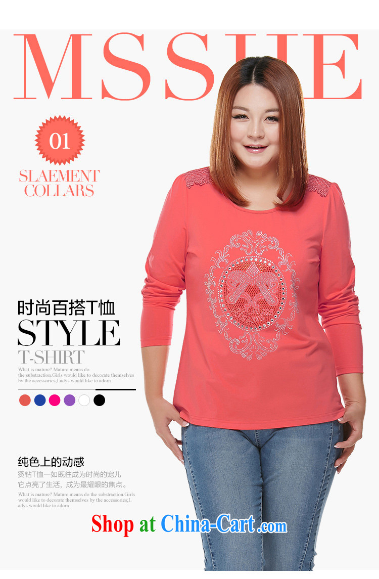 The MsShe indeed XL women 2015 spring new thick mm video thin round-collar solid long-sleeved T-shirt T-shirt 7655 black 4XL pictures, price, brand platters! Elections are good character, the national distribution, so why buy now enjoy more preferential! Health
