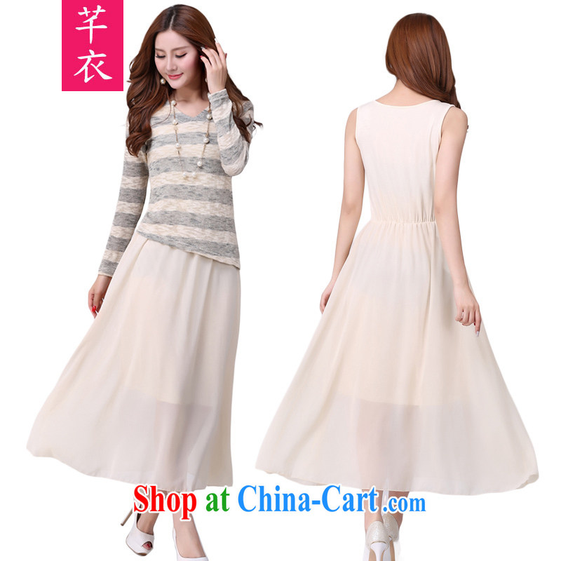 Constitution Yi XL girls decorated length skirts 2015 new spring fertilizer, vest quality snow woven two-piece thick mm softness breathable knitted dresses figure 3XL 140 - 160 jack