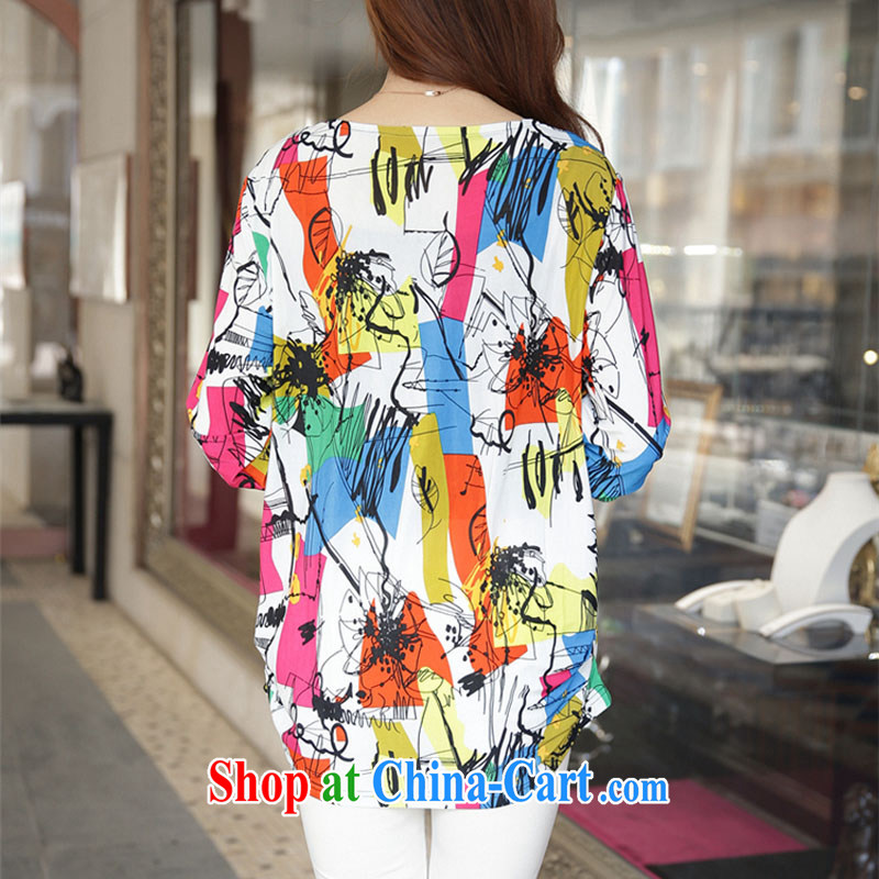 The line between a new abstract stamp the code shirt Korean version of the greater code girls with adjustable cuffs, solid through 2474 - C Color abstract stamp duty 1 4XL, sea routes, the Code women, shopping on the Internet