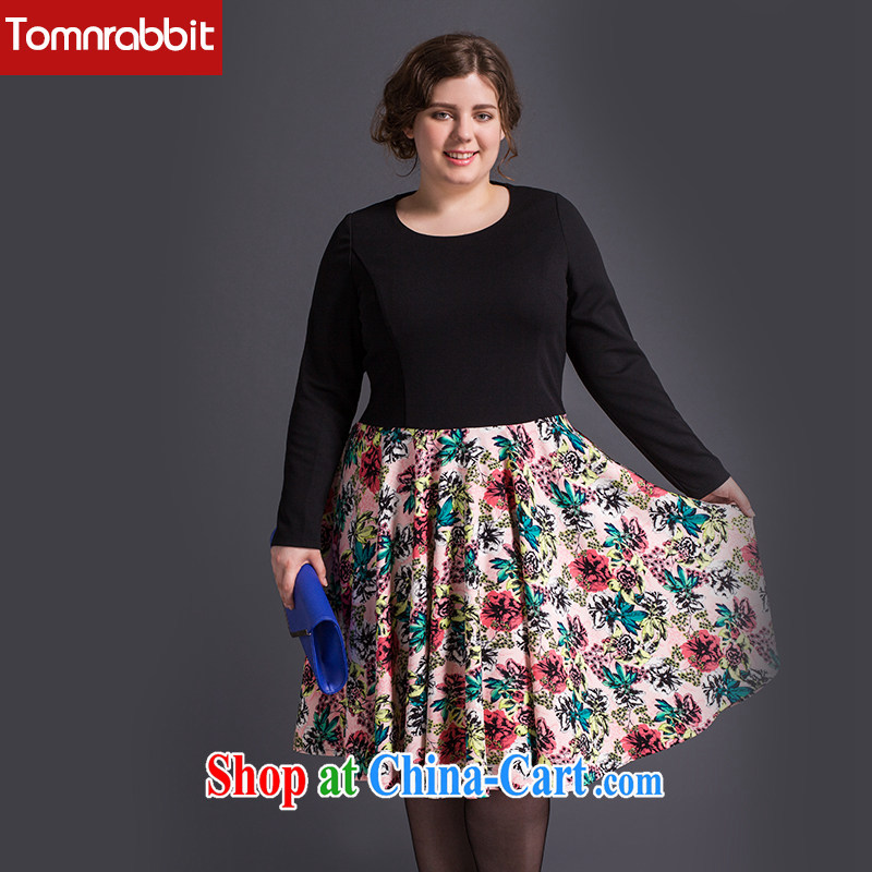 2015 Tomnrabbit in Europe and America, the female autumn new thick mm plus fertilizer and cultivating 100 hem dress black large code XXXXL, Tomnrabbit, shopping on the Internet