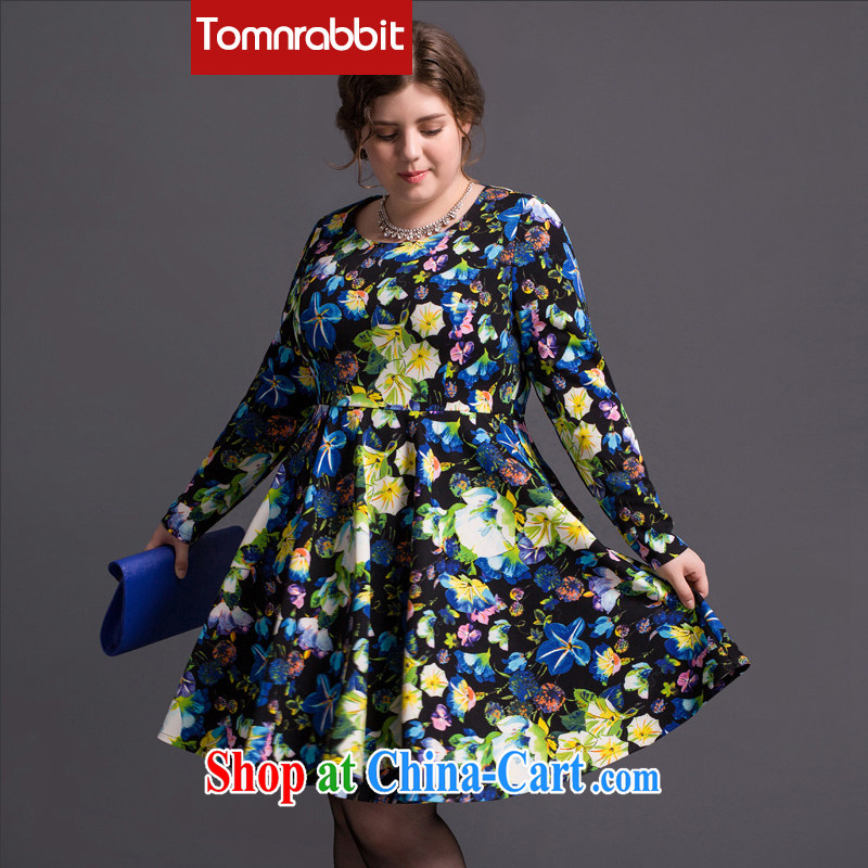Tomnrabbit autumn 2014 the new thick mm video thin European and US the Code women dress floral 100 hem skirt picture color the code XL