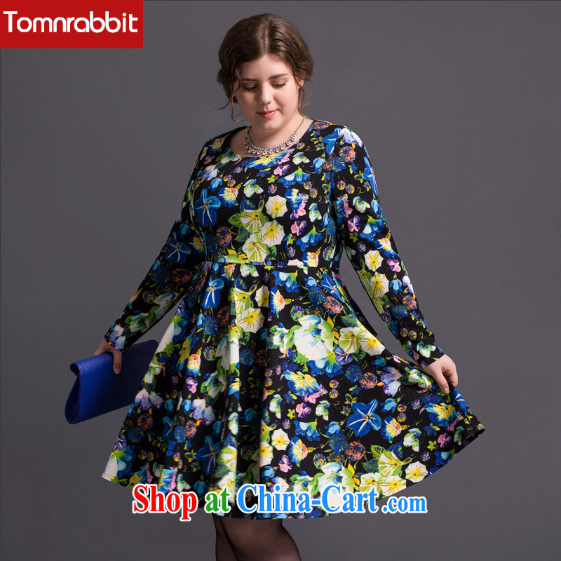 Tomnrabbit autumn 2014 the new thick mm video thin European and American large code female dresses floral 100 hem skirt picture color the code XL, Tomnrabbit, shopping on the Internet