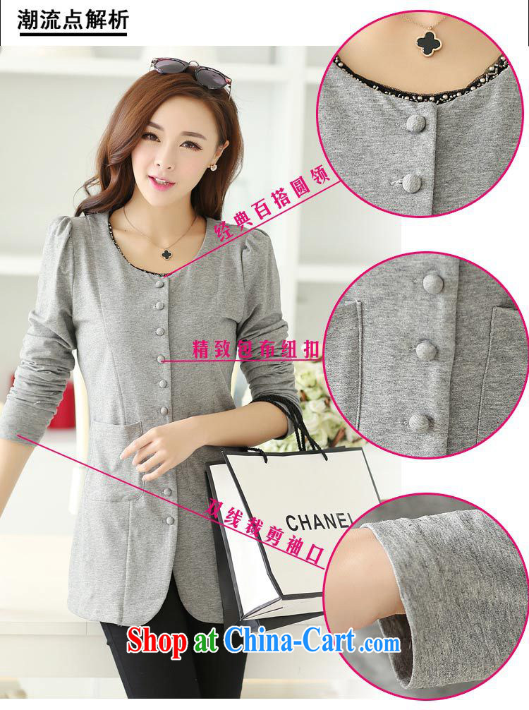 2015 mm thick spring new Korean king, women's coats sweet temperament lady XL long-sleeved cardigan, long women jacket A 55 gray 4 XL pictures, price, brand platters! Elections are good character, the national distribution, so why buy now enjoy more preferential! Health