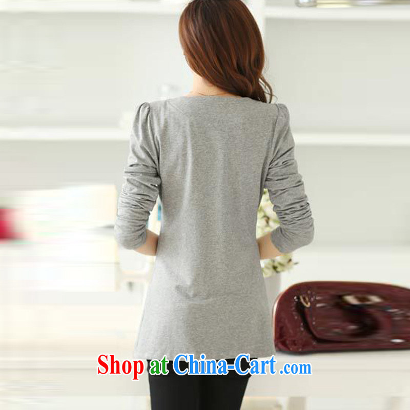 2015 mm thick spring new Korean king, women's coats sweet temperament lady XL long-sleeved cardigan, long women jacket A 55 gray 4 XL queen sleeper sofa, Ngai, Advisory Committee, and on-line shopping