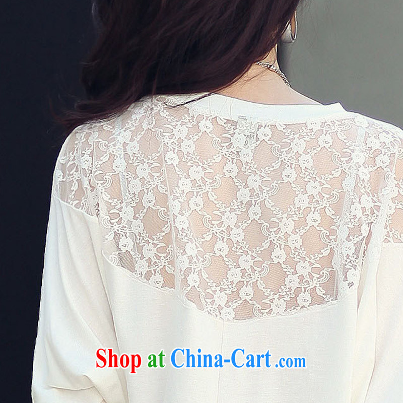 Love di-care 2015 and indeed increase, women mm thick autumn is new, Korean loose lace solid bat T-shirt long-sleeved bare shoulders T pension A 7786 white XXL, love Di ER (aitier), online shopping