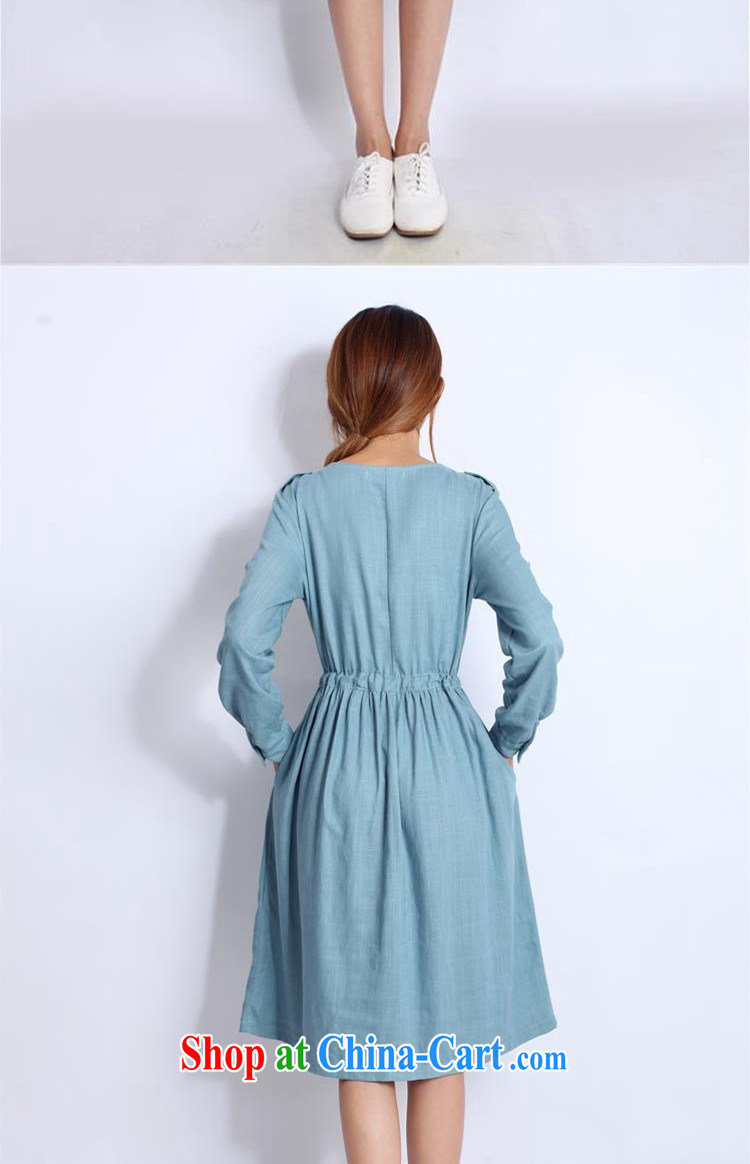 Onpress International Rain underglaze early spring 2015, the code female cotton Ma long-sleeved dresses arts V collar, with linen clothes skirts B 063 blue XXL pictures, price, brand platters! Elections are good character, the national distribution, so why buy now enjoy more preferential! Health