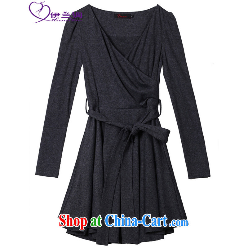 The LAN-XL fat girls with solid-colored long-sleeved ladies casual dress OL thick sister 2015 spring new Korean video thin commuter-yi skirt gray large XL 3 165 - 185 jack, constitution, and, shopping on the Internet