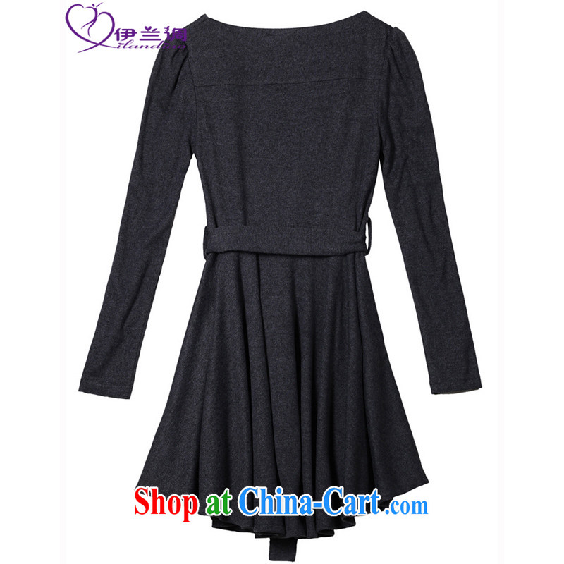 The LAN-XL fat girls with solid-colored long-sleeved ladies casual dress OL thick sister 2015 spring new Korean video thin commuter-yi skirt gray large XL 3 165 - 185 jack, constitution, and, shopping on the Internet
