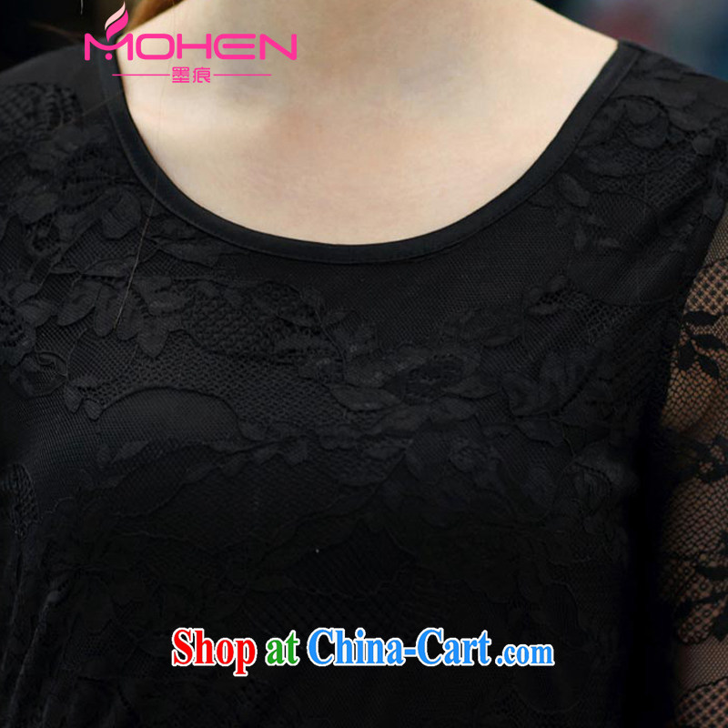 The ink marks fall 2014 with new, and indeed increase, women mm thick Korean Beauty video gaunt waist lace long-sleeved dresses knocked color lace dresses, black, red 5 XL (suitable for 180 - 200 jack), and the ink marks, and shopping on the Internet