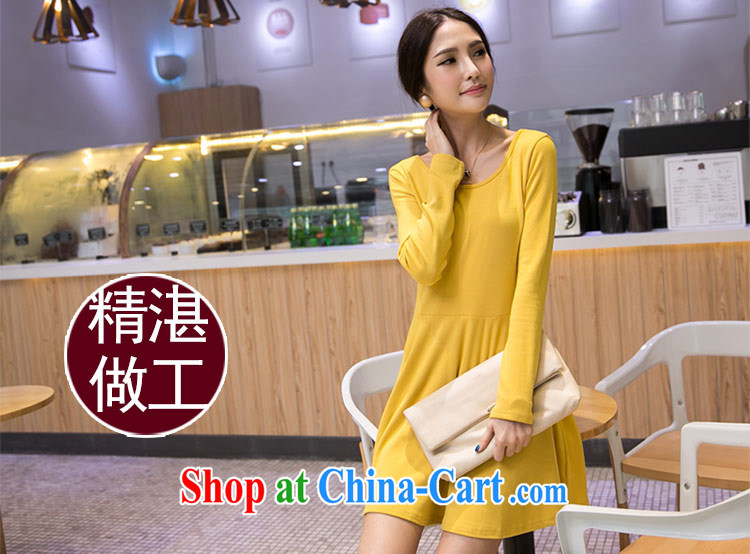 The honey and diverse thick mm maximum code female 100 ground Solid Color new autumn and the Korean version with long-sleeved solid dresses women 8721 yellow XXXXL pictures, price, brand platters! Elections are good character, the national distribution, so why buy now enjoy more preferential! Health