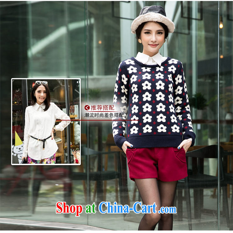 The honey beauty mm thick larger female new fall, replace the card fan floral round-collar long-sleeved knit sweater girl 8722 blue white flowers XXXL pictures, price, brand platters! Elections are good character, the national distribution, so why buy now enjoy more preferential! Health