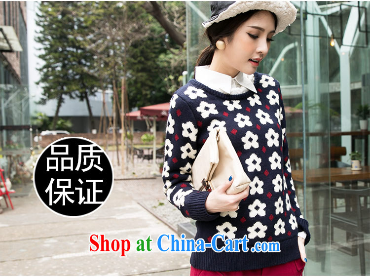 The honey beauty mm thick larger female new fall, replace the card fan floral round-collar long-sleeved knit sweater girl 8722 blue white flowers XXXL pictures, price, brand platters! Elections are good character, the national distribution, so why buy now enjoy more preferential! Health