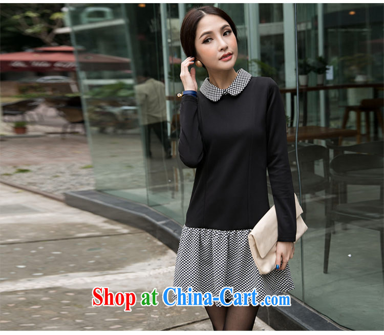 The honey beauty mm thick larger female new Autumn with dot tile style small lapel graphics thin long-sleeved dresses women 8944 black XXXXL pictures, price, brand platters! Elections are good character, the national distribution, so why buy now enjoy more preferential! Health