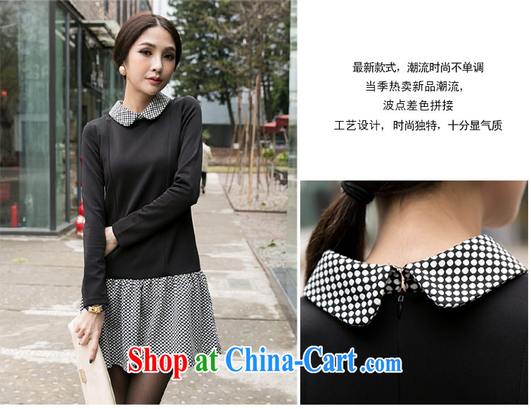 The honey beauty mm thick larger female new Autumn with dot tile style small lapel graphics thin long-sleeved dresses women 8944 black XXXXL pictures, price, brand platters! Elections are good character, the national distribution, so why buy now enjoy more preferential! Health
