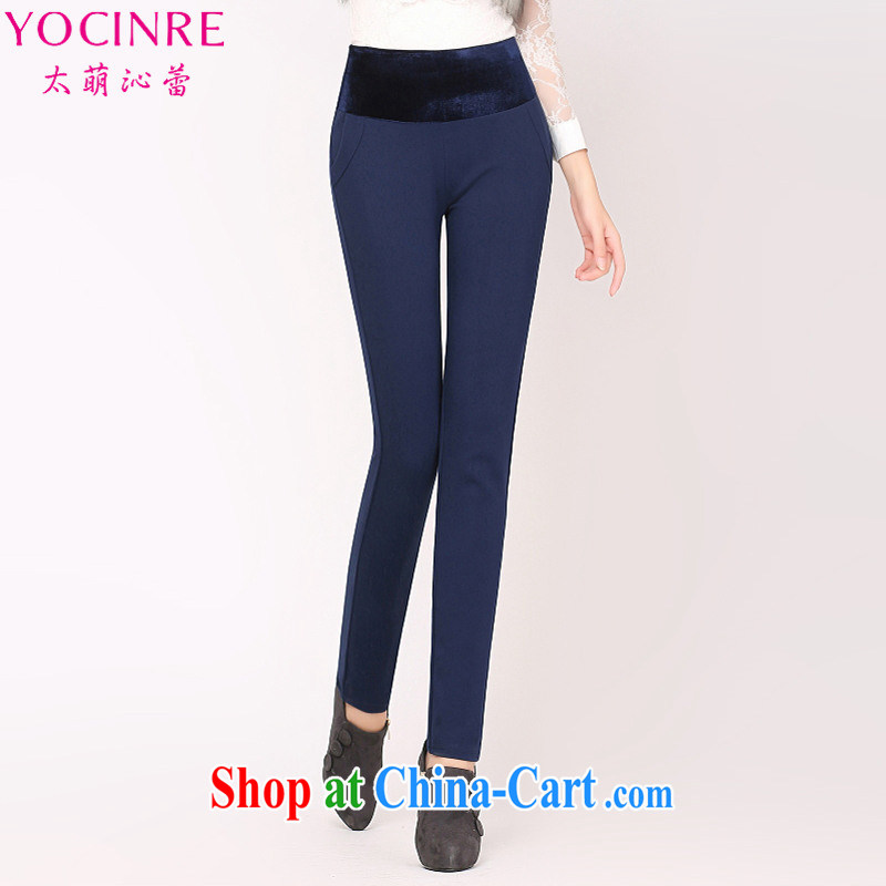 too wide Chin Lei _YOCINRE_ the code female spring new high-end 4-Sided pop-up graphics gaunt waist stretch castor leisure castor pants 8313 blue 4 XL recommendations 170 - 180 jack