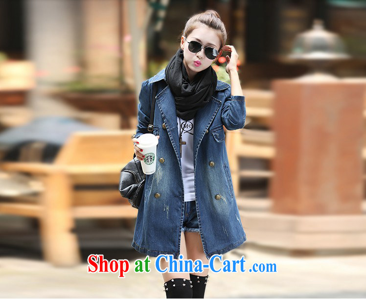 COVERED BY THE 2015 Spring and Autumn and the new denim jacket girls long leisure double-cowboy wind jacket girls denim blue XXL pictures, price, brand platters! Elections are good character, the national distribution, so why buy now enjoy more preferential! Health