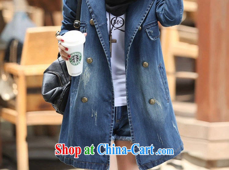 COVERED BY THE 2015 Spring and Autumn and the new denim jacket girls long leisure double-cowboy wind jacket girls denim blue XXL pictures, price, brand platters! Elections are good character, the national distribution, so why buy now enjoy more preferential! Health