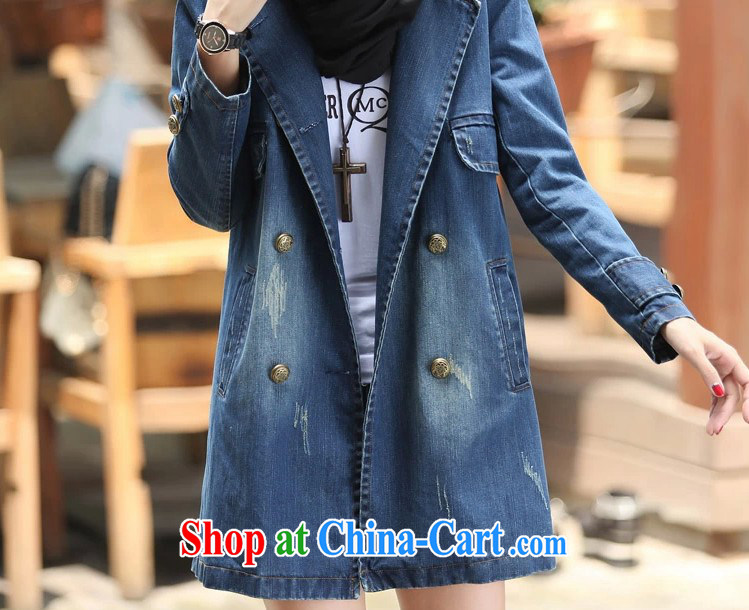 COVERED BY THE 2015 Spring and Autumn and the new denim jacket girls long leisure double-cowboy wind jacket girls denim blue XXL pictures, price, brand platters! Elections are good character, the national distribution, so why buy now enjoy more preferential! Health