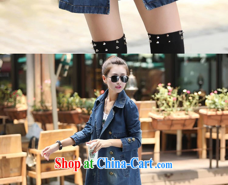 COVERED BY THE 2015 Spring and Autumn and the new denim jacket girls long leisure double-cowboy wind jacket girls denim blue XXL pictures, price, brand platters! Elections are good character, the national distribution, so why buy now enjoy more preferential! Health