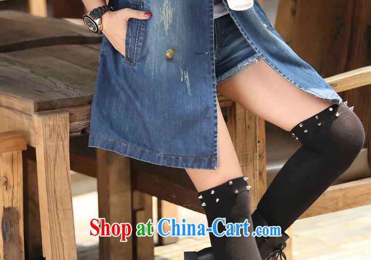 COVERED BY THE 2015 Spring and Autumn and the new denim jacket girls long leisure double-cowboy wind jacket girls denim blue XXL pictures, price, brand platters! Elections are good character, the national distribution, so why buy now enjoy more preferential! Health