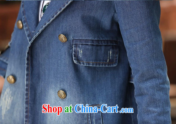 COVERED BY THE 2015 Spring and Autumn and the new denim jacket girls long leisure double-cowboy wind jacket girls denim blue XXL pictures, price, brand platters! Elections are good character, the national distribution, so why buy now enjoy more preferential! Health