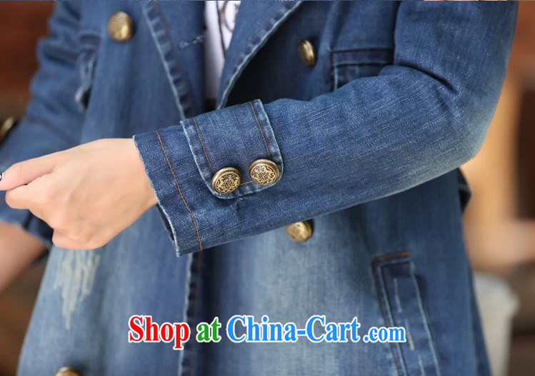 COVERED BY THE 2015 Spring and Autumn and the new denim jacket girls long leisure double-cowboy wind jacket girls denim blue XXL pictures, price, brand platters! Elections are good character, the national distribution, so why buy now enjoy more preferential! Health