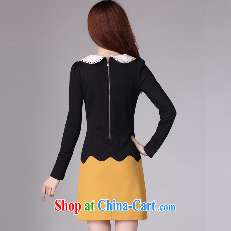 Loved spring new Korean OL commuter Plane Collision color thick, and indeed increase, female video thin long-sleeved dresses 2036 yellow XXXXL, loved (Tanai), online shopping