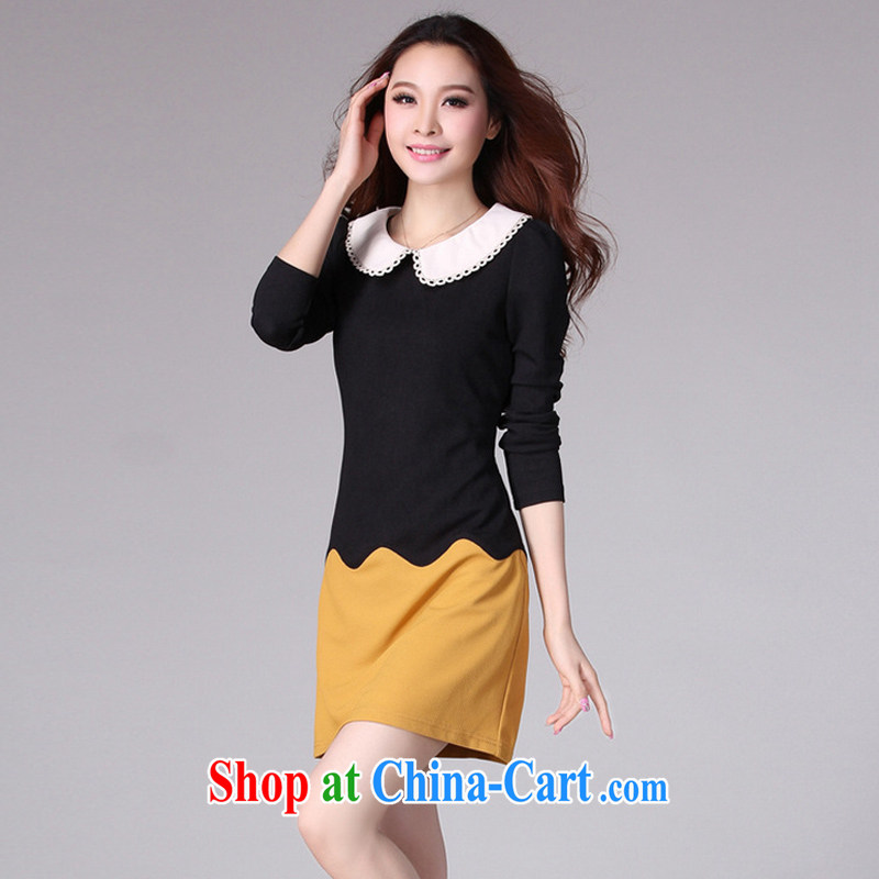 Loved spring new Korean OL commuter Plane Collision color thick, and indeed increase, female video thin long-sleeved dresses 2036 yellow XXXXL, loved (Tanai), online shopping