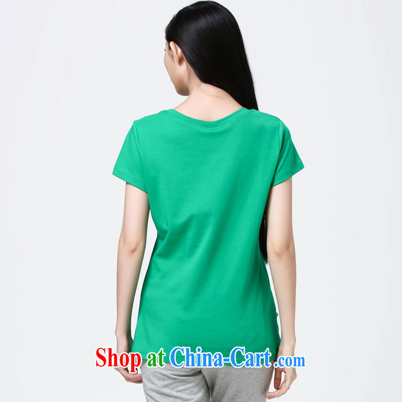 Water with new Korean women cotton T board fall 2014 with the Code mm thick stylish stamp duty short-sleeved S QB 14 3575 green L, water itself (SHUIMIAO), online shopping