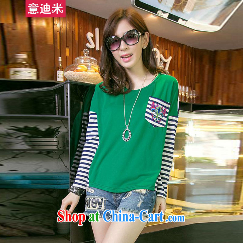 To achieve M 2015 new relaxed round-collar long-sleeved cotton short-sleeved shirt T girl loose larger blouses P 2 - 867 XXXL