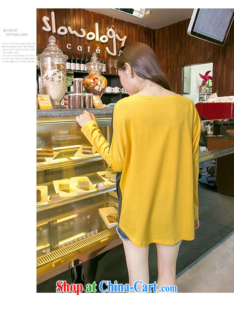 Italy's 2015 spring new loose the code female, long, thick MM knocked color shirt stitching bat long-sleeved shirt T P 2 - 869 yellow XXXL recommendations through 160 to 180 Jack pictures, price, brand platters! Elections are good character, the national distribution, so why buy now enjoy more preferential! Health