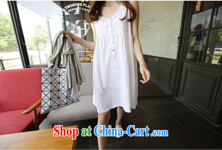 Solid color consistent list summer 2015 new Korean relaxed thick mm larger female loose sleeveless cotton the dresses girls summer white XL pictures, price, brand platters! Elections are good character, the national distribution, so why buy now enjoy more preferential! Health