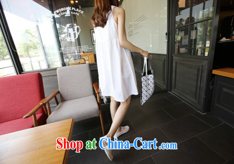 Solid color consistent list summer 2015 new Korean relaxed thick mm larger female loose sleeveless cotton the dresses girls summer white XL pictures, price, brand platters! Elections are good character, the national distribution, so why buy now enjoy more preferential! Health