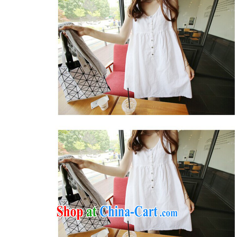 Solid color consistent list summer 2015 new Korean relaxed thick mm larger female loose sleeveless cotton the dresses girls summer white XL pictures, price, brand platters! Elections are good character, the national distribution, so why buy now enjoy more preferential! Health