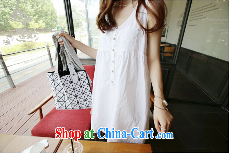 Solid color consistent list summer 2015 new Korean relaxed thick mm larger female loose sleeveless cotton the dresses girls summer white XL pictures, price, brand platters! Elections are good character, the national distribution, so why buy now enjoy more preferential! Health