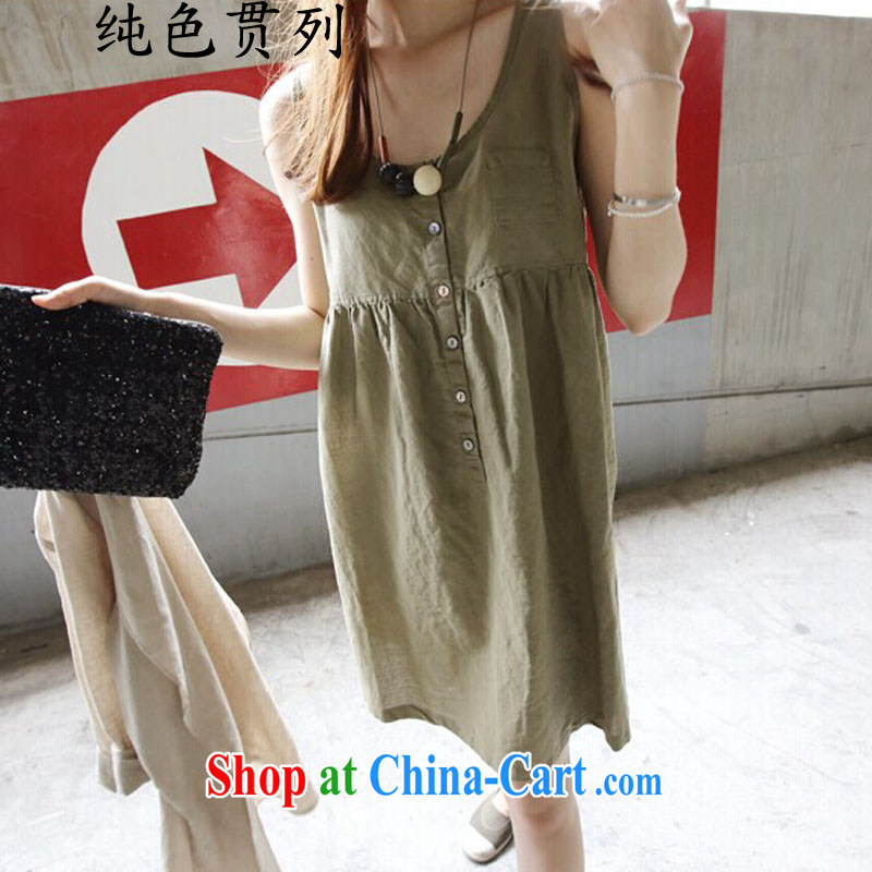Pure color has always list summer 2015 new Korean relaxed thick mm larger female loose sleeveless cotton the dresses girls summer white XL, solid color consistent, and, on-line shopping