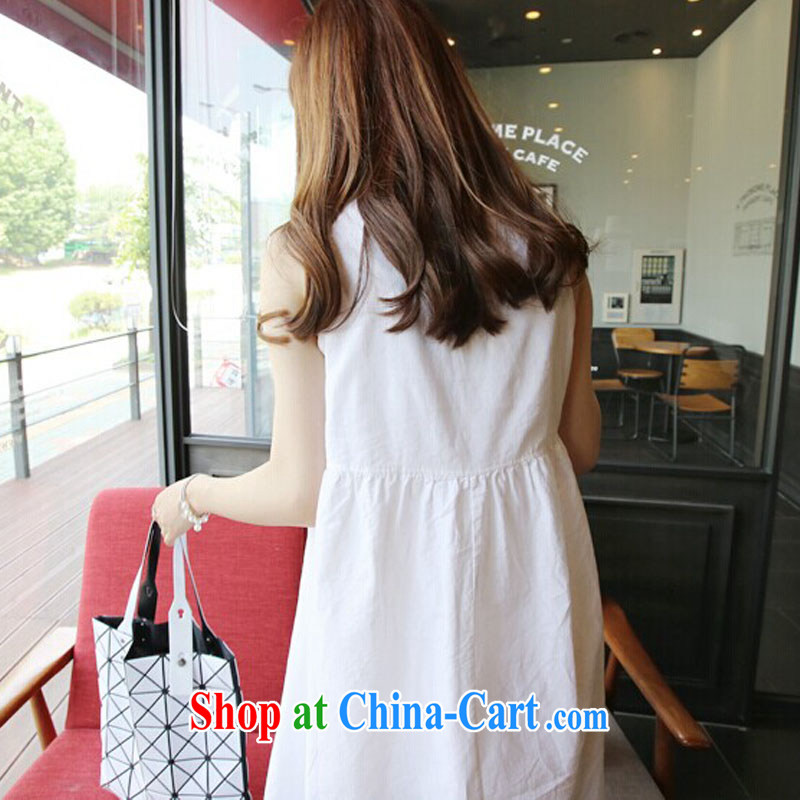 Pure color has always list summer 2015 new Korean relaxed thick mm larger female loose sleeveless cotton the dresses girls summer white XL, solid color consistent, and, on-line shopping